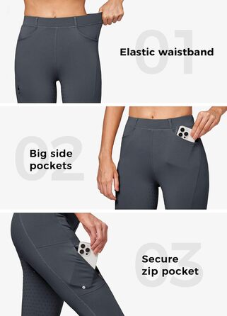 Спортивні штани для верхової їзди WILLIT жіночі зимові утеплені флісом, з силіконовим повним захопленням, термо штани з кишенями та петлями для ременя, M, темно-сірий