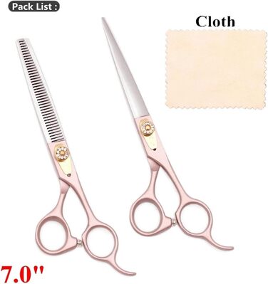 Набір професійних ножиць для собак 2 в 1: прямі та розріджуючі, ергономічні ручки, розмір 7.0 дюймів