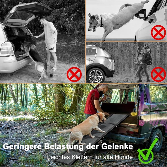 Рампа для собак Klappbare Hunderampe, алюміній, 157x43 см, до 110 кг, з антиковзким покриттям