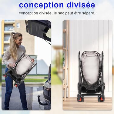 Візок для собак Homewell 2в1, сірий, 50x70x99 см. Візок-будка, з тримачами для напоїв, складний, з гальмом