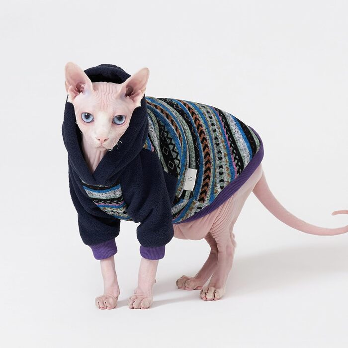 Теплий флісовий худі для котів Sphynx SNIXFever, светр для котів і собак середнього розміру, капюшон, в'язаний дизайн, розмір M