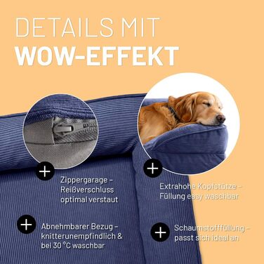 Ортопедичне собаче ліжко Lumaland Outdoor & Indoor | Собаче ліжко-софа 70x60 см | Для маленьких собак | Зі знімним, водонепроникним чохлом | Ортопедичне ліжко для собак