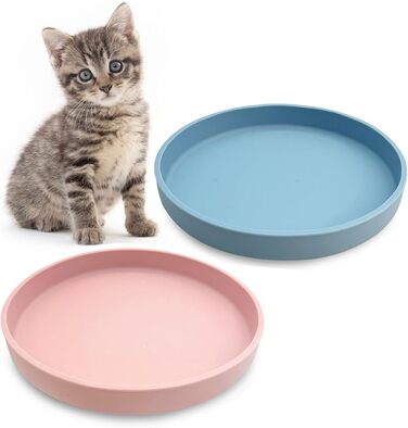 Набір мисок для котячого корму Apatal з нержавіючої сталі, 15 см, набір з 2 мисок, зручні для котів, підходять для сухого та вологого корму, блакитний/рожевий