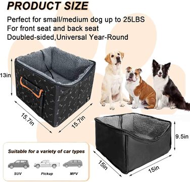 Підвищення для собак в авто, крісло для собак до 11,3 кг, з ременями безпеки, для передніх та задніх сидінь