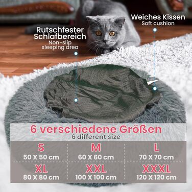 DEFACTO Лежанка для собак, м'який лежак для тварин, лежанка-кошик з високими бортиками, неслизьке дно, розмір 3XL (120x120 см), антрацит