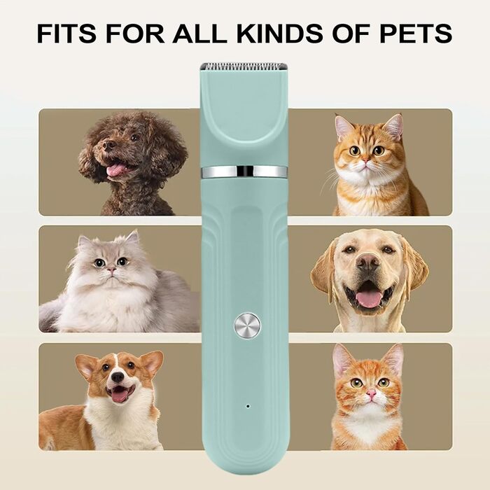 Набір для догляду за собаками вдома - 4-в-1. Електричні ножиці, регульовані, для цуценят, зелений