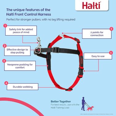 Шлея-комбінація Halti Front Control для собак, тренувальна повідок, розмір M, чорна, Company of Animals