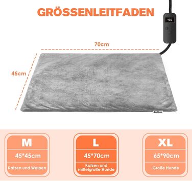 Електричний килимок для обігріву домашніх тварин (котів, собак) з регулюванням температури та таймером, розмір L (70x45 см)