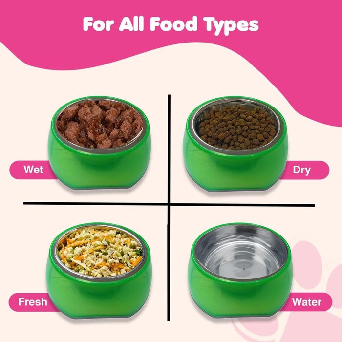 Набори мисок для собак та котів з нержавіючої сталі та прозорого пластику (2 шт) – великі, нековзні, стійкі миски для води, 900 мл, придатні для миття в посудомийній машині