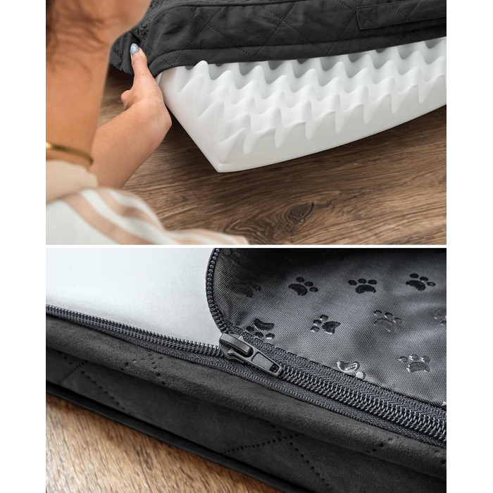 Ортопедичне ліжко для собак Lionto, 112x81x8 см, міцне, з м'яким плюшем, знімний та пральний чохол, водовідштовхувальне, для собак та котів, з нанесенням імені