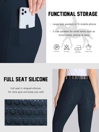 Жіночі рейтузи для верхової їзди DMVOD з силіконовим зчепленням - штани для верхової їзди (Темно-синій, XS)