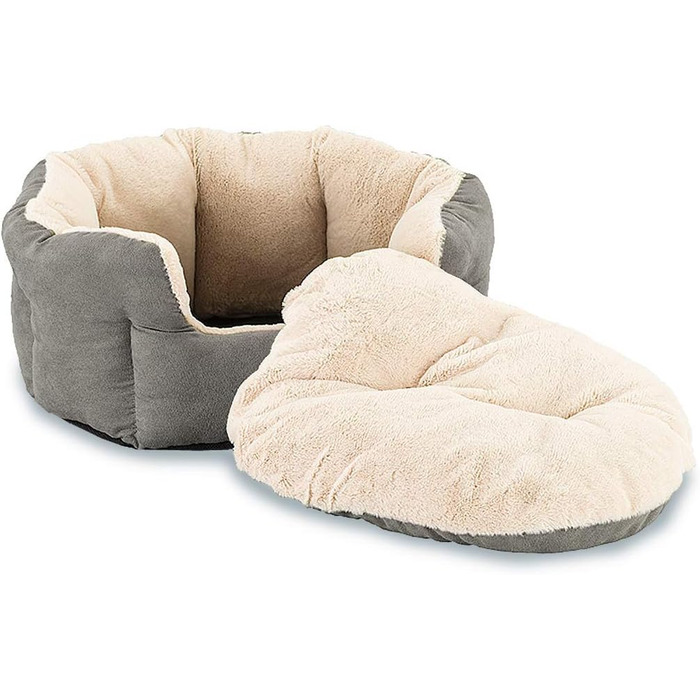 Ліжко для цуценят і котів SPOT Sleep Zone, м'яке, двостороння подушка, 46×41 см, світло-сіре, для малих собак і котів, преміум якість, що переться