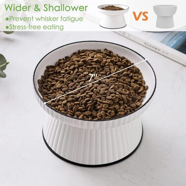 Керамічна миска для котів великого розміру, 18 см. Підвищена миска для здорового харчування без стресу, біла. Миска для котів та маленьких собак, анти-блювотний наповнювач, нековзна, 425 мл