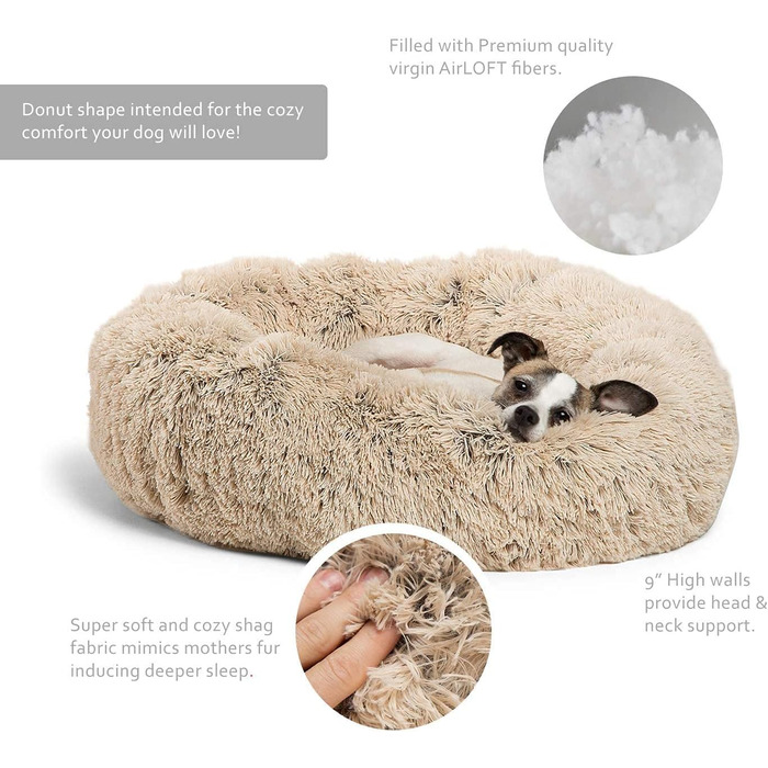 М'яке ліжко для собак та котів, маленьке, зручне, плюшеве, коричневе (60 см), з неслизьким дном, машинного прання