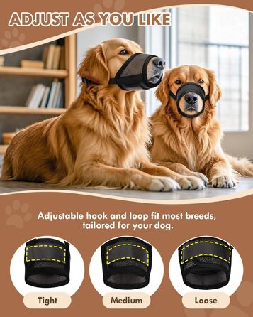 Майка-намордник для собак, м'який Air-Mesh, для малих, середніх та великих собак, проти гавкіту, кусання, дихаючий, можна пити, регульована стрічка, підходить для німецької вівчарки, Хаскі