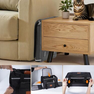 Транспортна переноска для котів, переноска для котів з безпечними блискавками, миска, змінне подушечка, переноски для котів та цуценят вагою до 7 кг