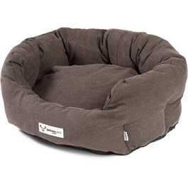 JAMAXX Овальне собаче ліжко з комфортною начинкою, знімний чохол, вінтажний канвасний матеріал, собачий кошик з високими бортиками, розмір S (60x50 см)