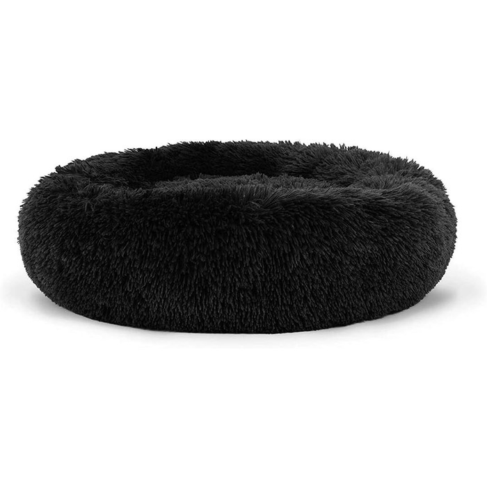 Кругле м'яке ліжко для собак та котів (80 см, чорний колір). XL для великих та середніх собак.