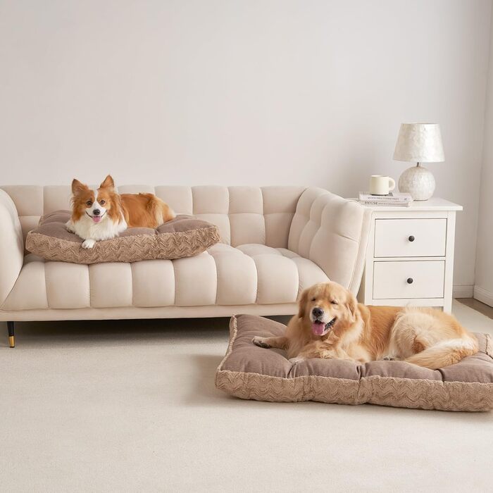 Килимок для собак великих порід EHEYCIGA, 104x68 см, XL, коричневий, з штучним хутром та льоном