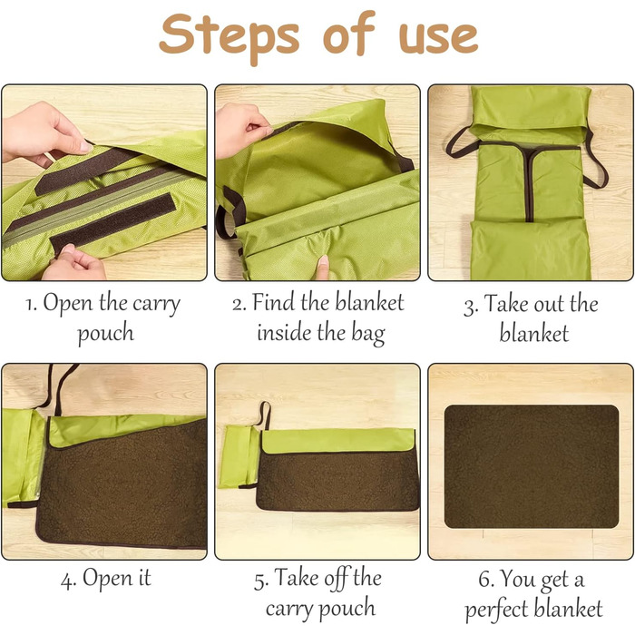 Зручна килимок-підстилка для собак та котів: водонепроникна, м'яка, для подорожей, 100 x 70 см (зелена)