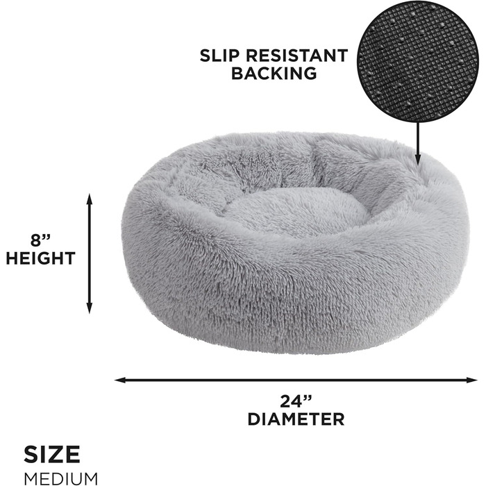 Кругле лежанка для собак та котів Juicy Couture Devon, штучне хутро, велика, Taupe (сіра), 61x61x20 см