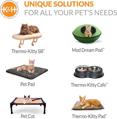 K&H PET PRODUCTS Thermo-Kitty Bett Deluxe – електричне лежанка для котів, для дому, з підігрівом, світло-коричнева з леопардовим візерунком, 50,8 см