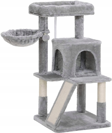 Великий кігтеточка-платформа 2в1 для котів, стійка рампа, світло-сіра, 96 см, Feandrea