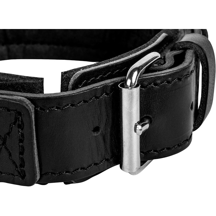 Шкіряний нашийник для собак Dingo Gear Drago, з ручкою, амортизований, чорний, ручна робота, 48-56 см