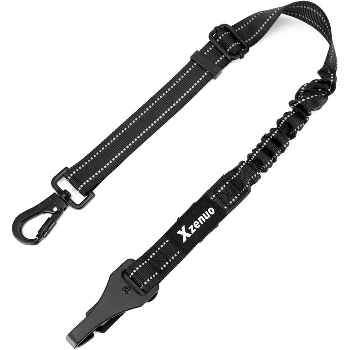 Авторемень для собак у машину, ремінь безпеки для собак, регульований авторемень з амортизатором та металевим карабіном (Чорний, 60см)