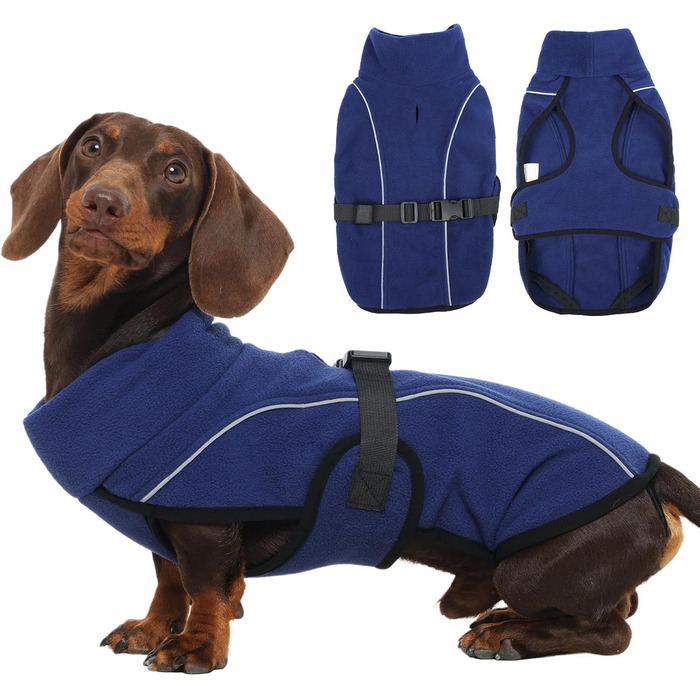 Тепла зимова куртка для собак Dacke Hundemante, XS, темно-синій: надійна захист та видимість