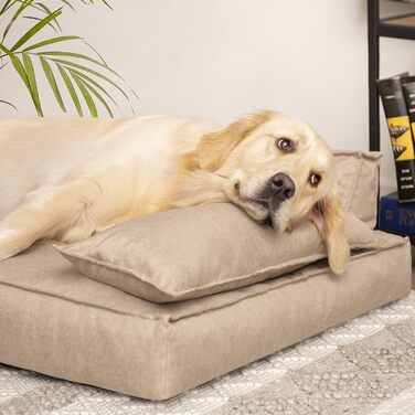 Ліжко-матрац для собак DOGGY XXL 120x77 см, бежеве, зручне спальне місце для малих і великих собак, лежак для домашніх тварин