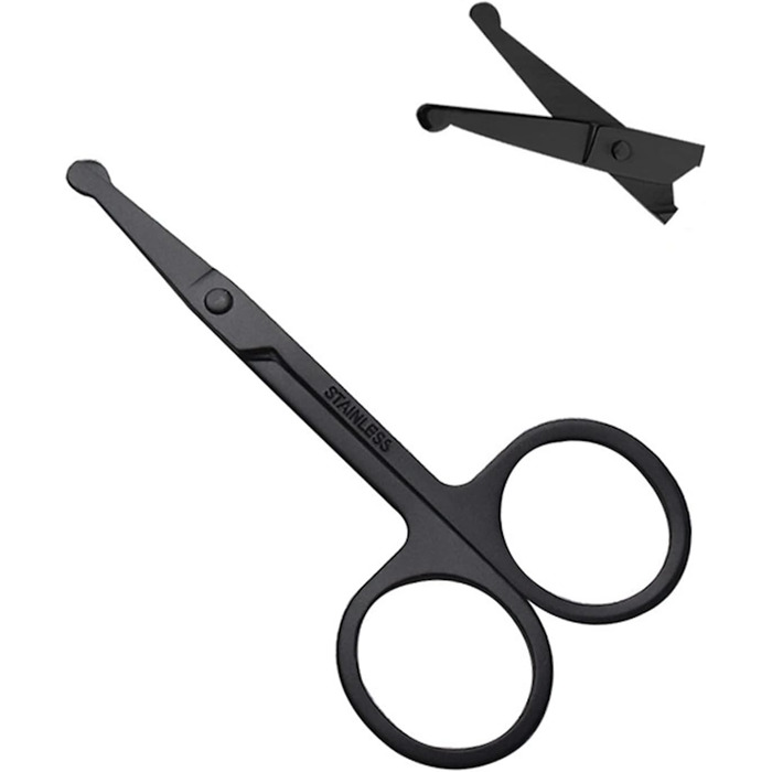 Професійна фeльшерська ножиці для собак та котів EWANTO - безпечна, з округлою кінчик, для грумінгу обличчя та лап. Чорний колір, нержавіюча сталь