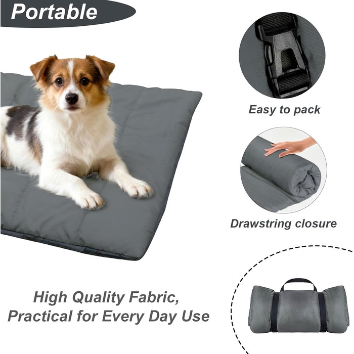 Водонепроникний килимок для собак на виїзд, миється, зручний, м'який, для подорожей, кемпінгу, відпочинку на природі (сірий)