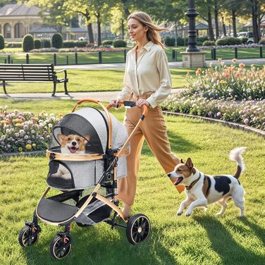 Візок для собак та котів 3-в-1 DWVO: візок, переноска, сумка. До 22 кг, сірий