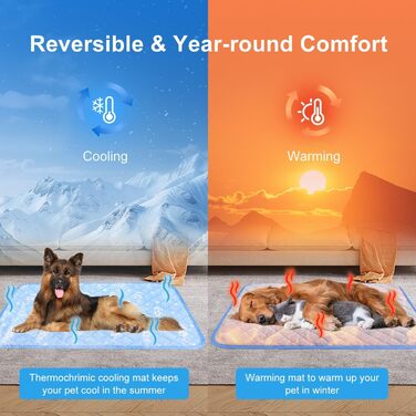 Кühlmatte для собак та котів MH MYLUNE HOME - термохромна охолоджуюча підстилка, самоохолоджуюча, нековзна, вологовпоглинаюча, портативна, XL 110x80 см (Блакитна)