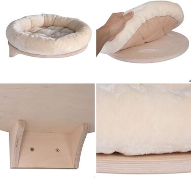 Крісло-лежанка для котів Natural Paradise Dahlia | Кругле ліжко з м'яким бортиком та кріпленням на липучці | Крізьолом для котів | Діаметр 48 см (Крем)