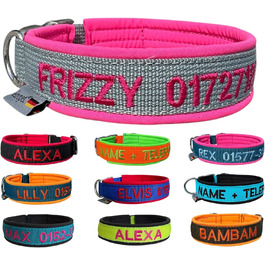 Ошийник для собак з можливістю персоналізації - XS-XXL - індивідуальне замовлення: вишивка імені та номеру телефону - широкий та регульований