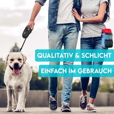 Витяжна повід для собак HUND IST KÖNIG 8м, до 50кг, чорний | Міцний поводок для малих та великих собак | Зручний ручка