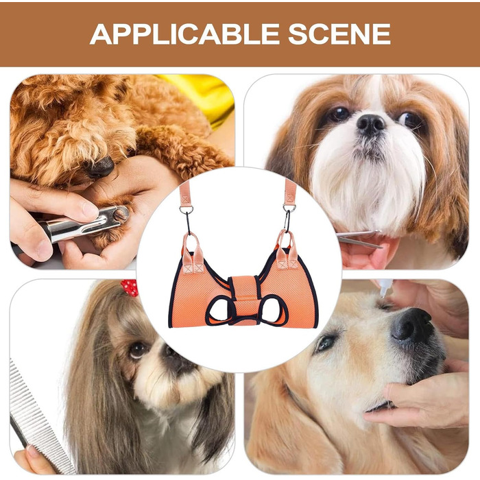 Гамак для догляду за собаками – зручна пов’язка для грумінгу, стрижки нігтів, миття вух та купання; включено інструмент для стрижки та пилка для безпечного та безстресового догляду за шерстю вдома. Колір: коричневий, чорний