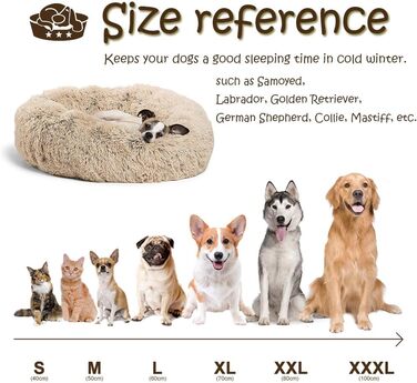 Кругле ліжко для собак FANSU з м'якого плюшу, ковзаюча база, ліжко для котів, розмір та колір обираються (Помаранчевий, 60см), 60см, Помаранчевий