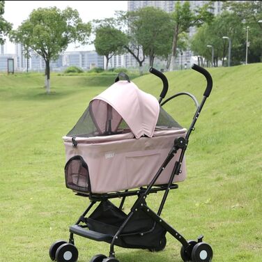 Дитяча та переносна візок для тварин BAKAJI 2 в 1, 40 кг, знімний кошик для перенесення та зберігання (Рожевий)