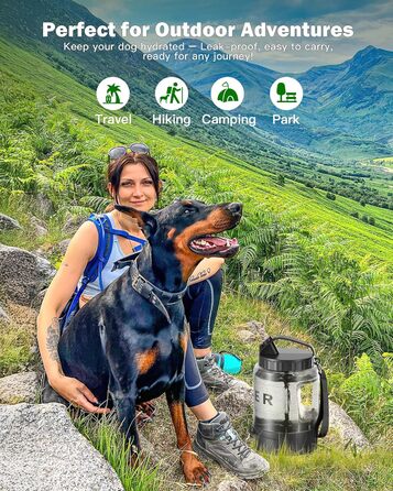 Водяна пляшка для собак великих порід, портативна, з мискою, для подорожей, прогулянок, кемпінгу, виготовлена з BPA-free матеріалу, не протікає