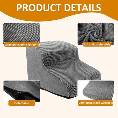 Сходинка для собак, ліжко-сходинка, 5 сходинок для маленьких собак, зручна та миюча, з неслизьким дном, для ліжка, дивану та авто, сіра, розмір S