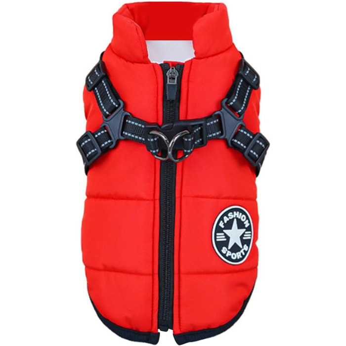 Зимовий нашийник для собак, шлейка для цуценят, одяг для собак, жилет, одяг для собак, світловідбиваючий, водонепроникний, шлейка для маленьких та середніх собак (XL, червоний)
