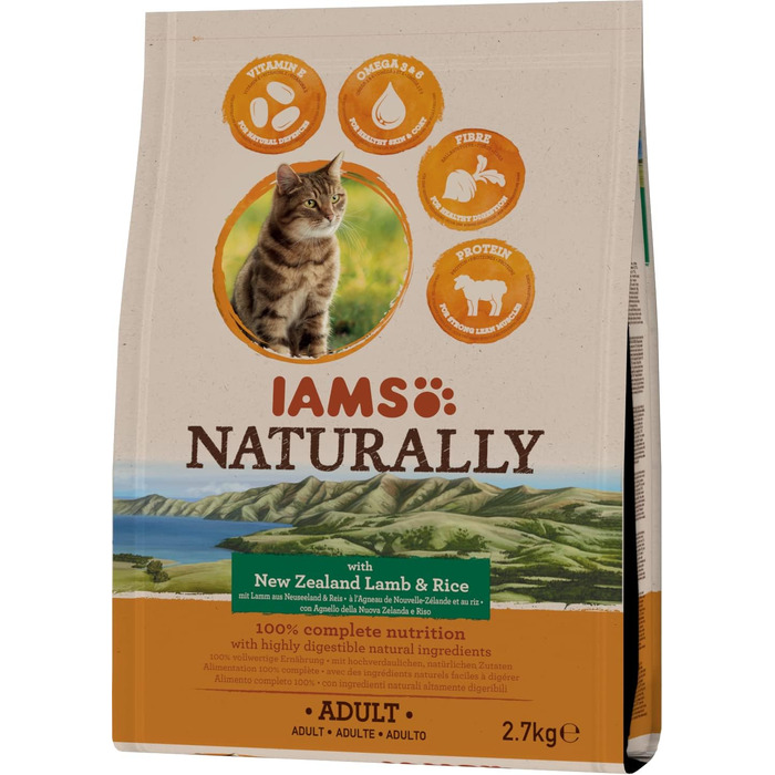 Сухий корм для котів IAMS Naturally з ягням та рисом, 2.7 кг