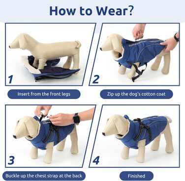 Теплий зимовий одяг для собак з блискавкою, вітронепроникний, з відбиваючими смугами та нагрудником, блакитний, XL