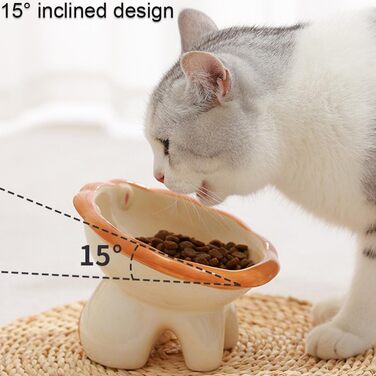 Підвищений годівниця для котів Busnos, керамічний, синій, 14x13x11 см, нахил 15°