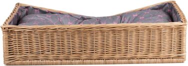 Корзина для собак та котів з ротангу, лежанка для тварин, 80x50 см, з подушкою сірого кольору