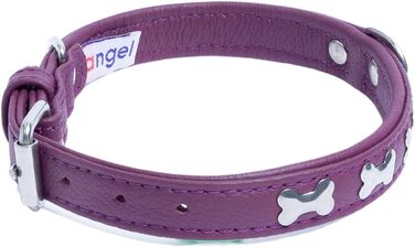 Шкіряний нашийник для собак Angel Pet Supplies, подвійний, фіолетовий, з кісточками, регульований, 29-36 см, преміум якість