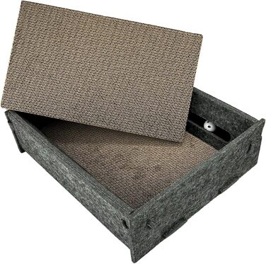 Котяча ігрова коробка з фільцу з двосторонньою дряпальною поверхнею та інтегрованим іграшковим елементом - компактна альтернатива котячому будиночку (кремовий)